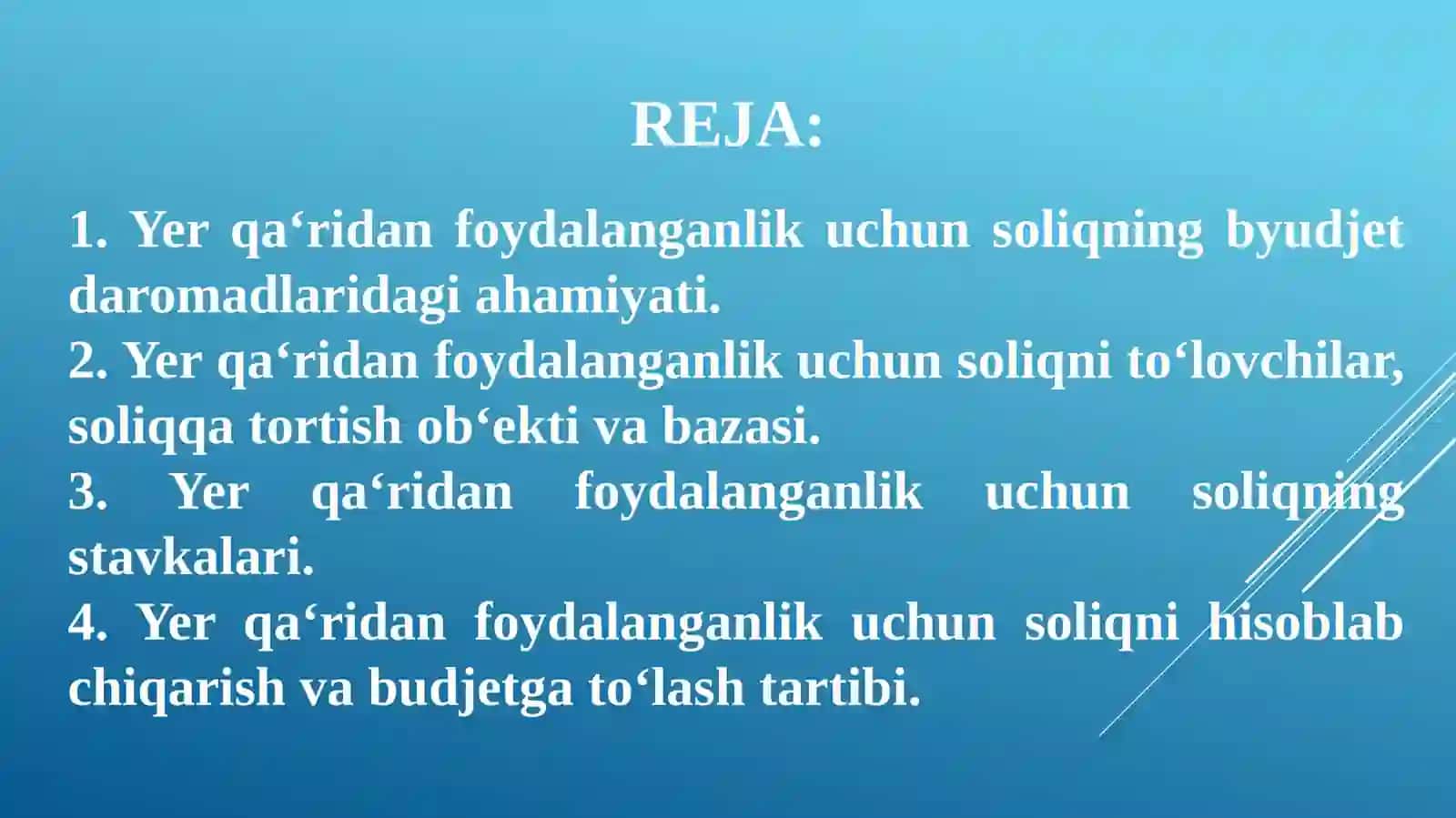 Yer qa’ridan foydalanuvchilar uchun soliqlar va maxsus to‘lovlar 2
