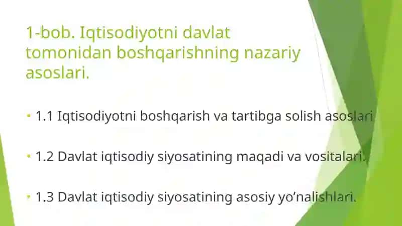 Iqtisodiyotni davlat tomonidan tartibga solishning mohiyati, shakllari va usullari 2