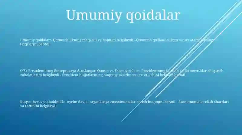 O‘Zr Prezidentining Retsepturaga Asoslangan Qonun Va Farmoyishlari 2