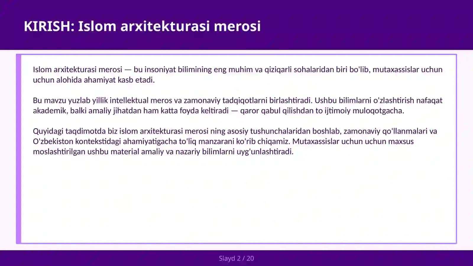 ISLOM ARXITEKTURASI MEROSI 2