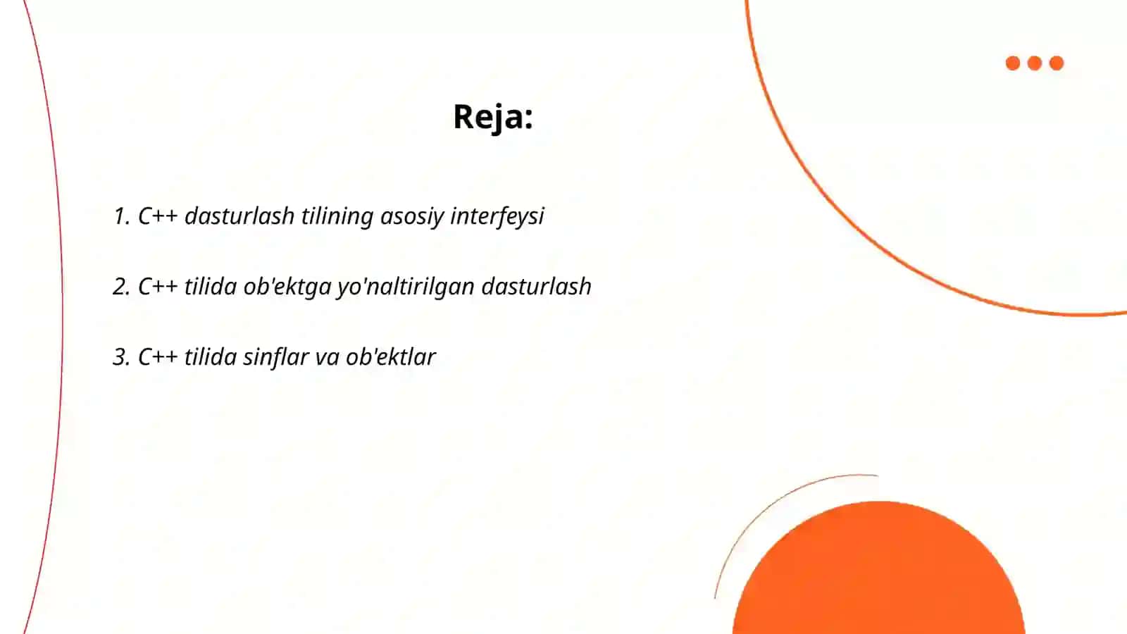 C++ dasturlash tilining interfeysi va imkoniyatlari 2