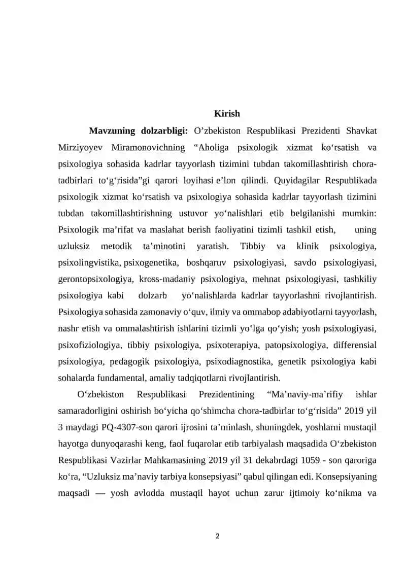 Ta'lim muassasasida psixolog faoliyatining o’rni va ahamiyati 2