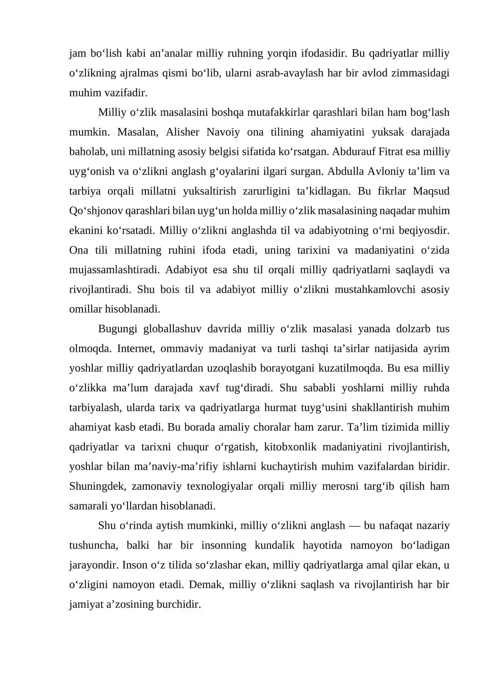 O‘zbekning o‘zligi — milliy tafakkur va ma’naviyat ifodasi 2