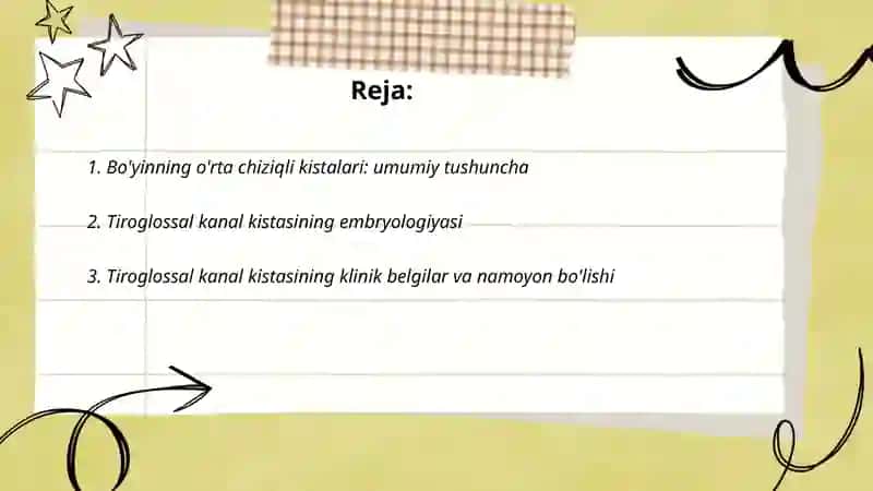 Bo'yinning o'rta, yon oqmalari va kistalari 2