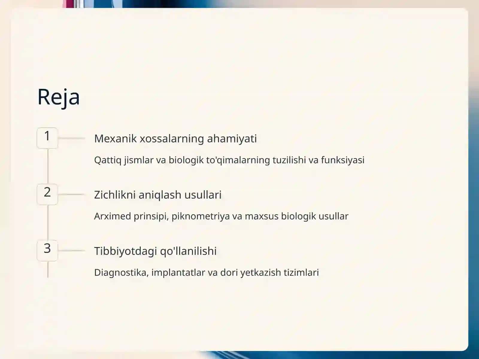 Qattiq jismlar va biologik to'qimalarning zichligini aniqlash 2