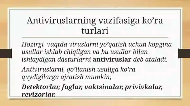 Antivirus dasturlari va ularning turlari 2