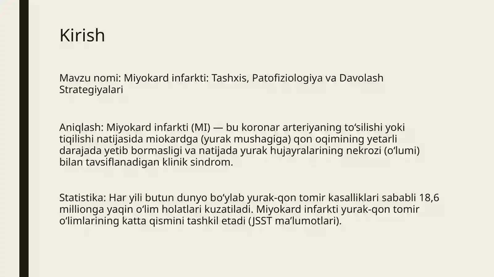 Miyokardinfarkti: Tashxis,Patofiziologiyava Davolash Strategiyalari 2