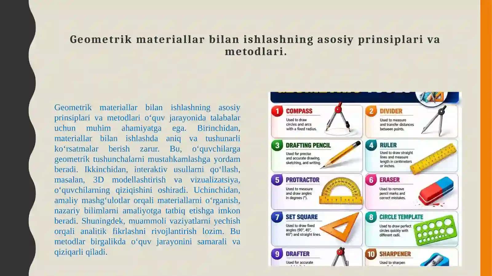 Sinfdan tashqari mashg'ulotlarda geometrik materiallarni o'rganish metodikasi 2