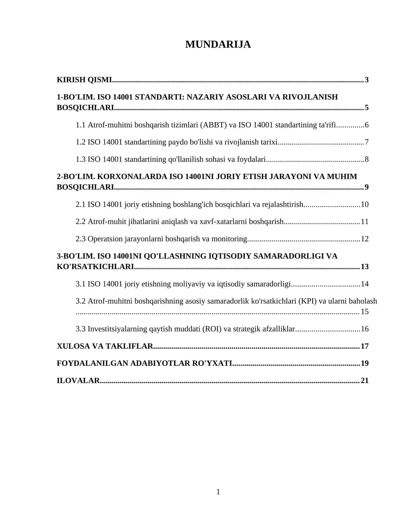 ISO 14001 standartining korxonalarda qollanishi 2