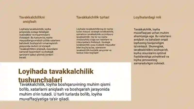 Loyihada tavakkalchilikni aniqlash va tahlil qilish 2