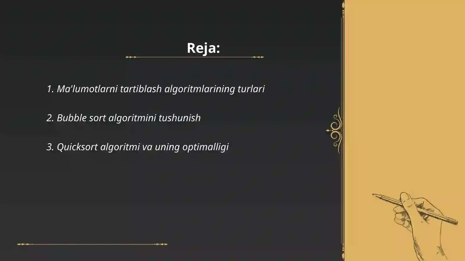 Malumotlarni tartiblash algoritmlari 2