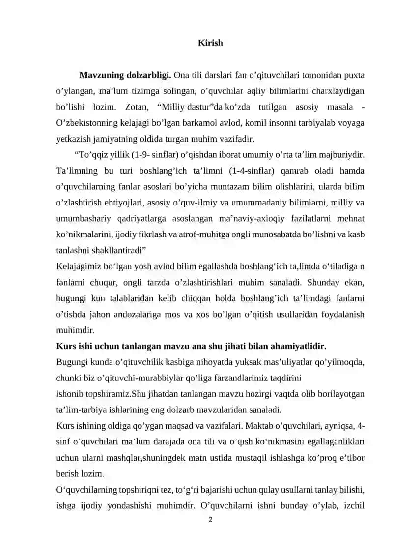 Harakatni bildiruvchi so'zlarga oid bilimlarni o'rgatish metodikasi 2