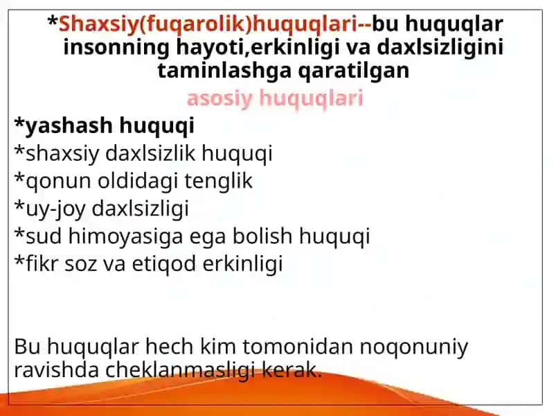 Fuqarolarning shaxsiy,siyosiy  va ijtimoiy iqtisodiy huquqlari ayollar va bolalar  huquqlari 2