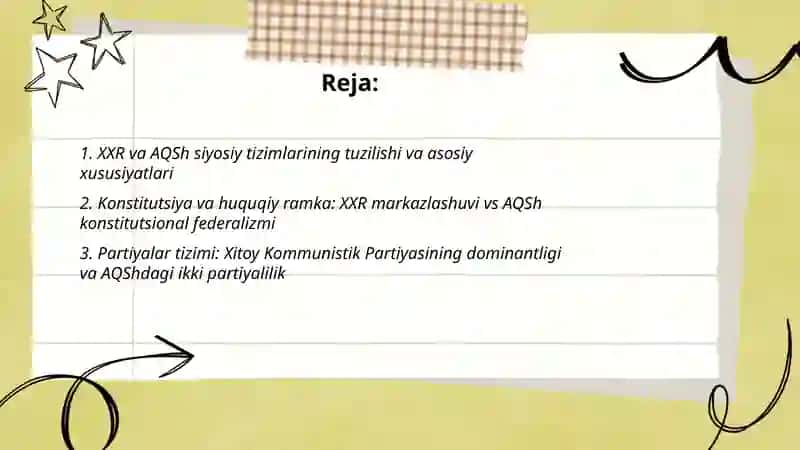 XXR va AQSh siyosiy tizimining qiyosiy tahlili 2