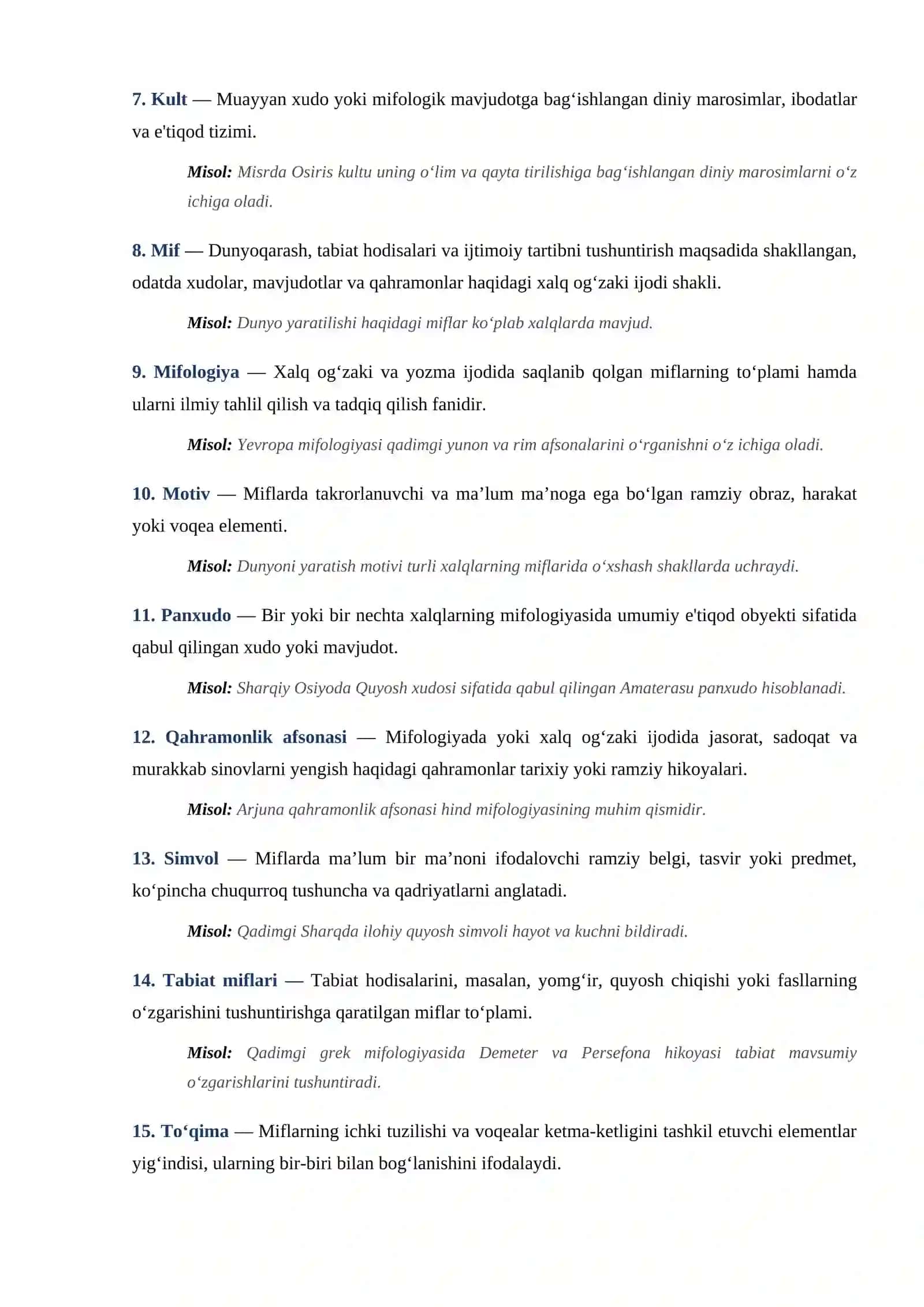 Dunyo xalqlari miflari terminlari lug'ati 2