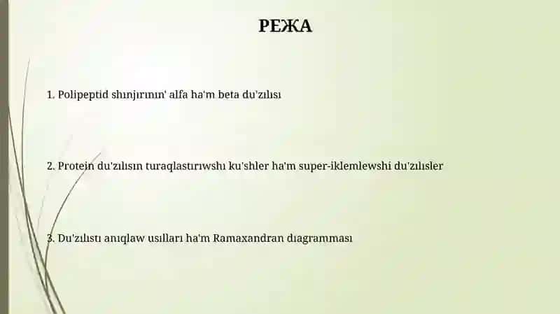 Polipeptidlik shinjirinin' alfa ha'm beta strukturasi 2