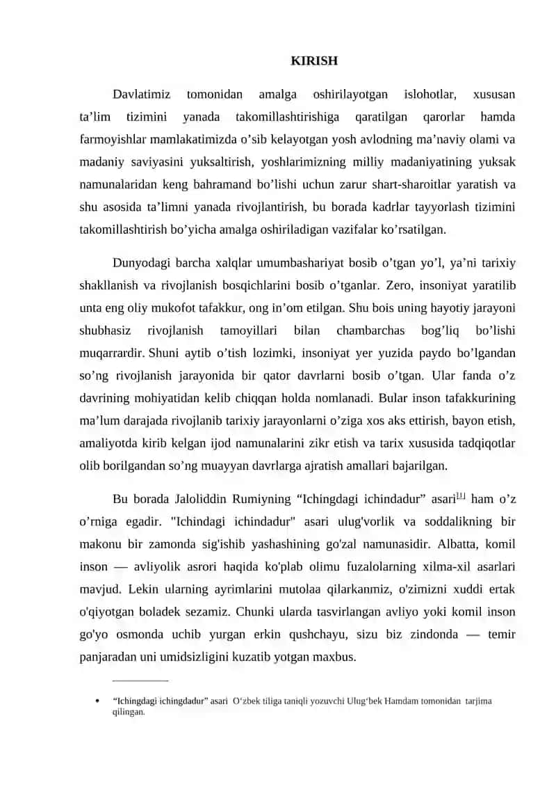 "Ichingdagi Ichingdadur" asari haqida 2