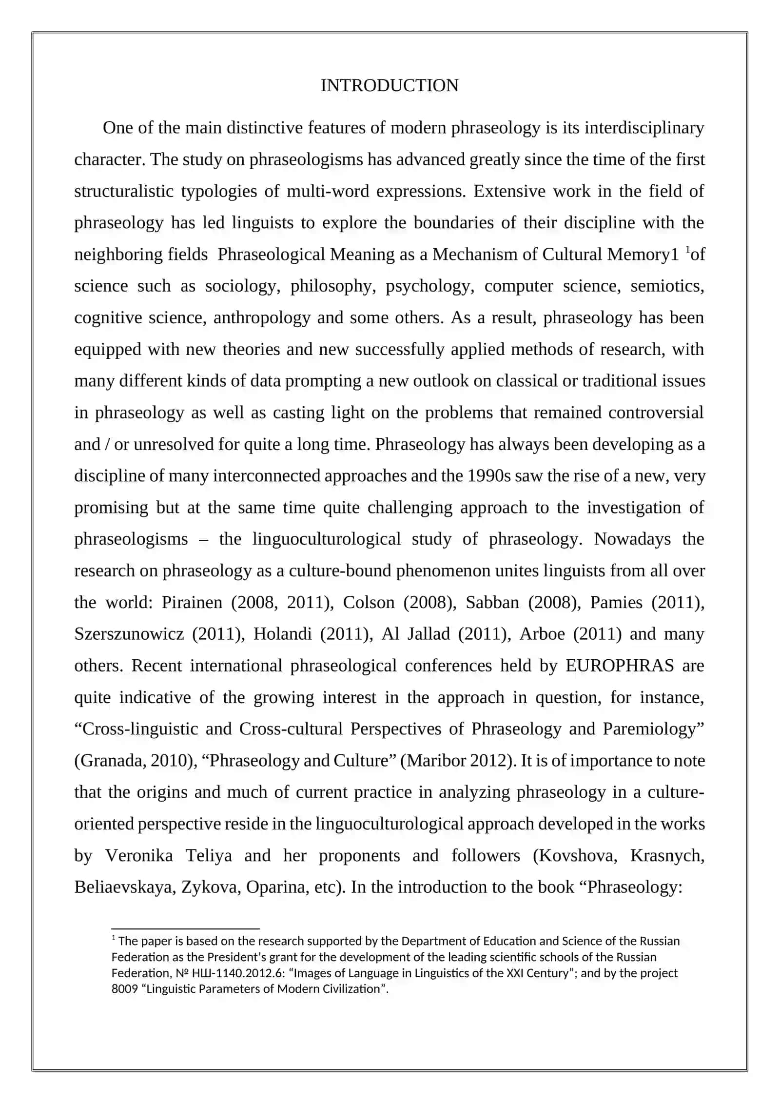Phraseological Meaning as a Mechanism of Cultural Memory 2