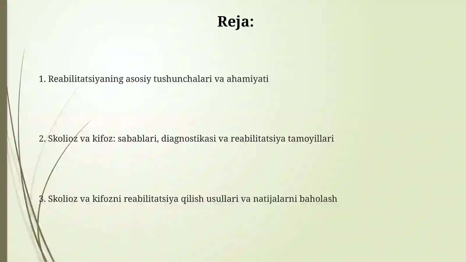 Kasallikdan so‘ng salomatlikni qayta tiklashda reabilitatsiya. Skolioz va kifozda reablitatsiya 2