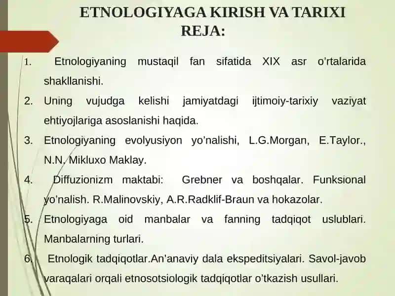 ETNOLOGIYAGA KIRISH VA TARIXI 2