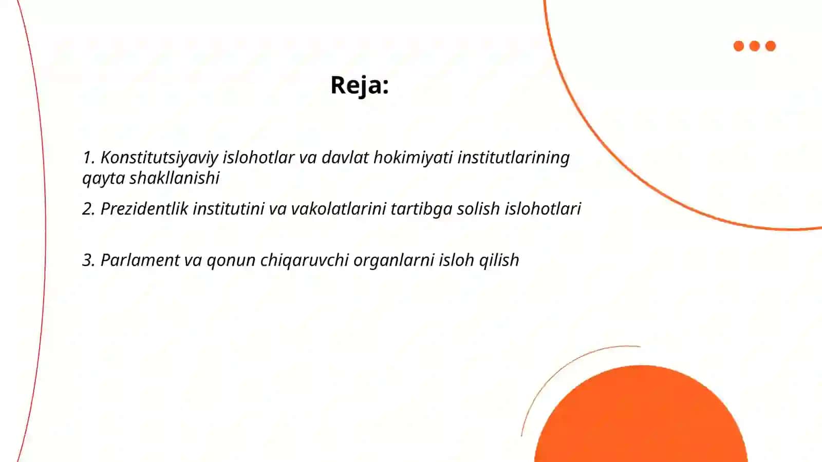 Islohotlarning amalga oshirilishi 2