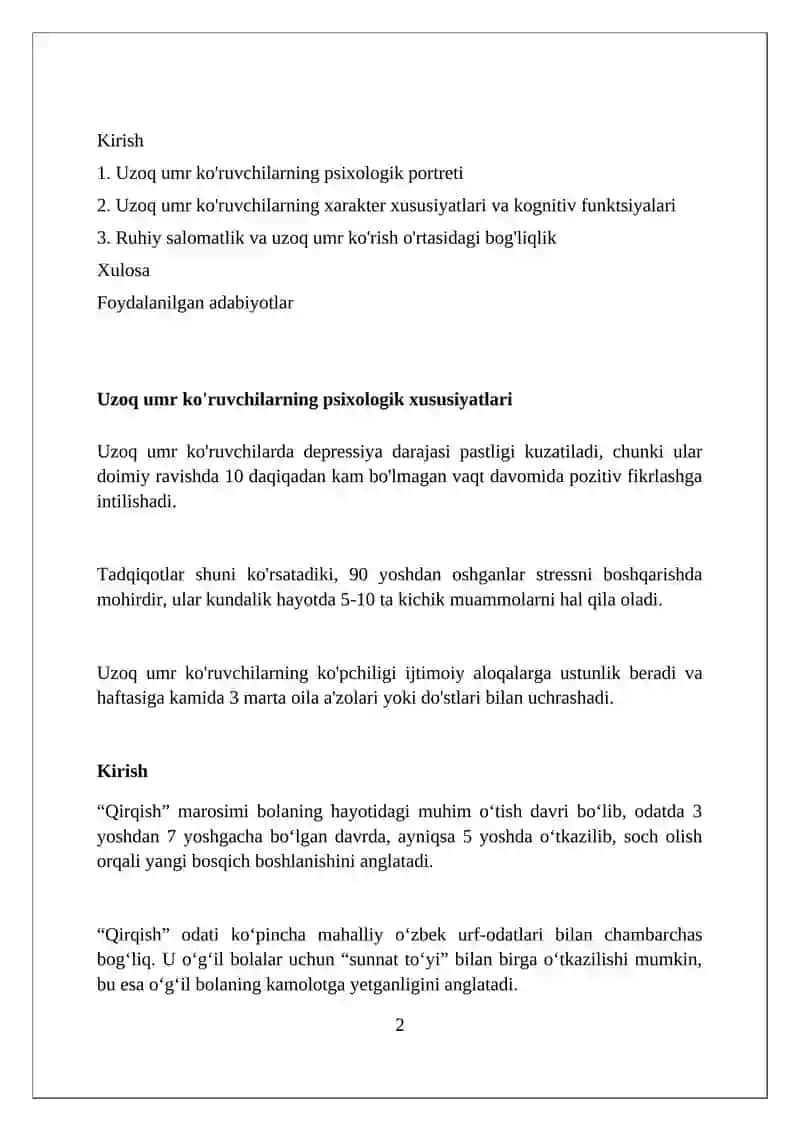 Uzoq umr ko'ruvchilarning psixologik xususiyati 2