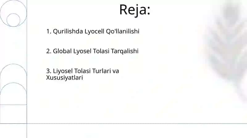 Lyocell jinslarini turlarini,tarqalish qonuniyatlari qurilishda ishlatilishi 2