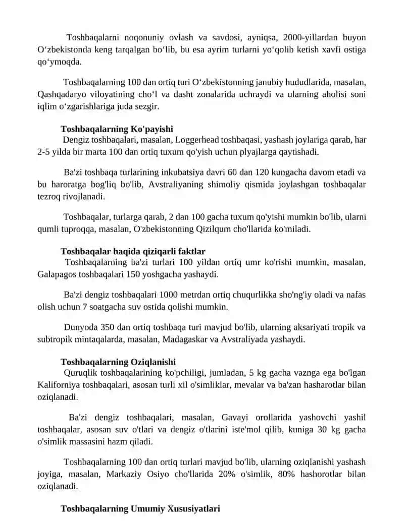 Sudralib yuruvchilar sinfi Toshbaqalar turkumi 2