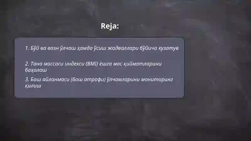 Болалар ва ўсмирларни саломатлик холати ва жисмоний ривожланишини текшириш усуллари 2