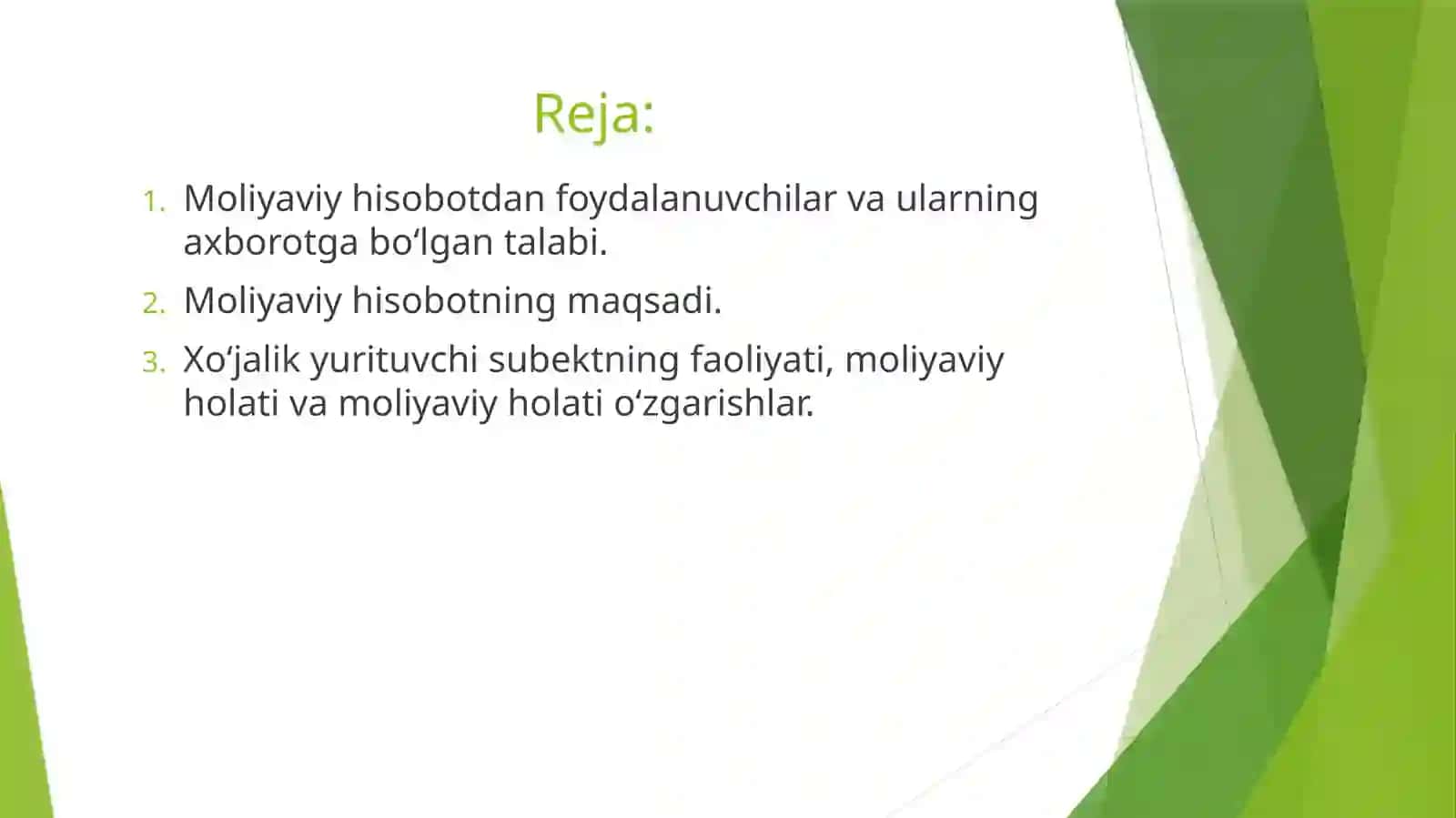 Moliyaviy hisobotdan foydalanuvchilar va ularning axborotga boʻlgan talabi 2