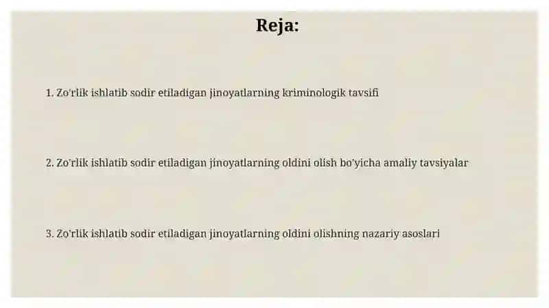 Zo'rlik ishlatib sodir etiladigan jinoyatlarning kriminologik tavsifi 2