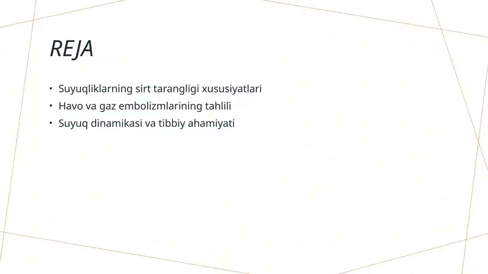 Suyuqliklarning sirt tarangligi.Havo va gaz emboliyasi 2