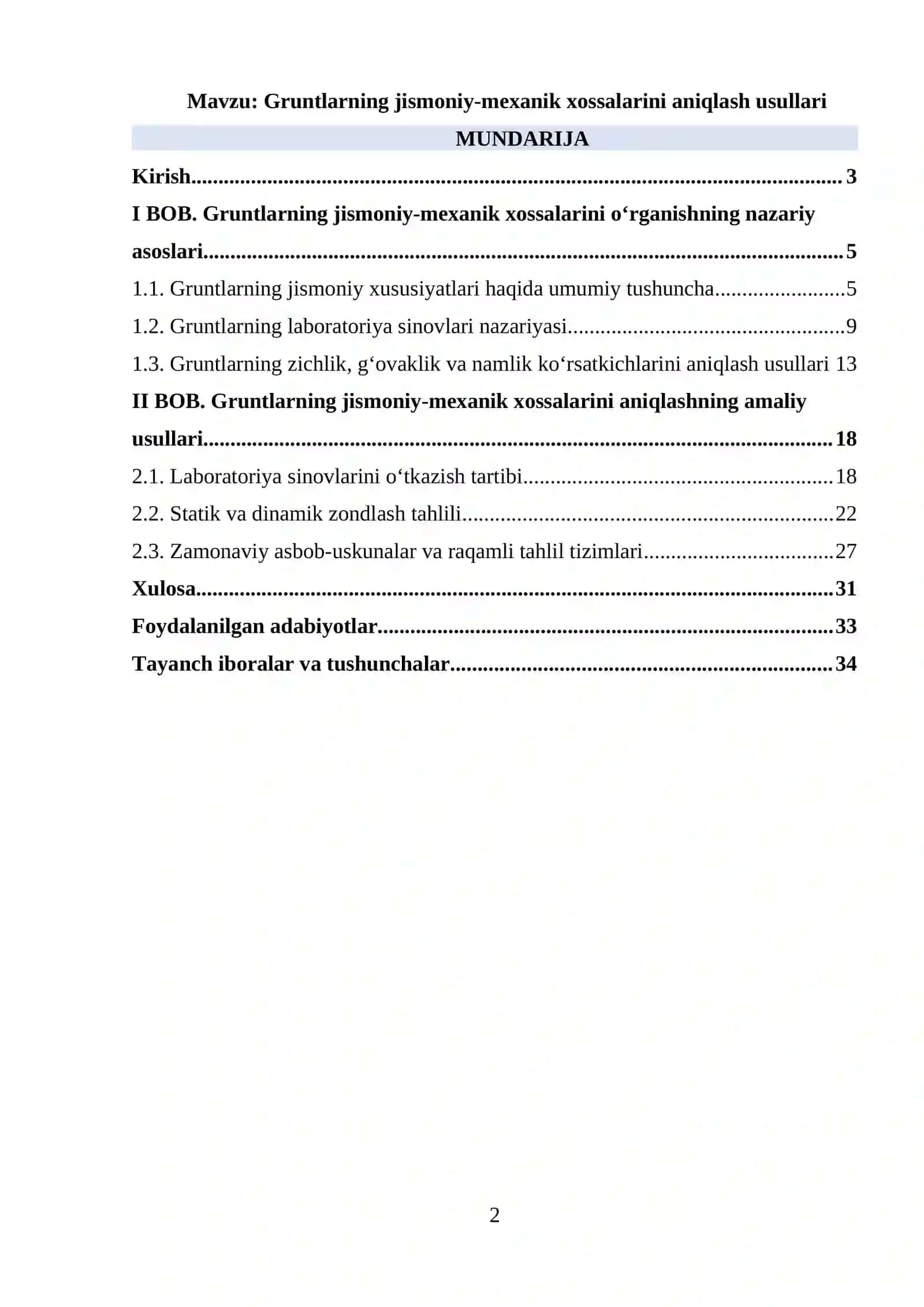 Gruntlarning jismoniy-mexanik xossalarini aniqlash usullari 2