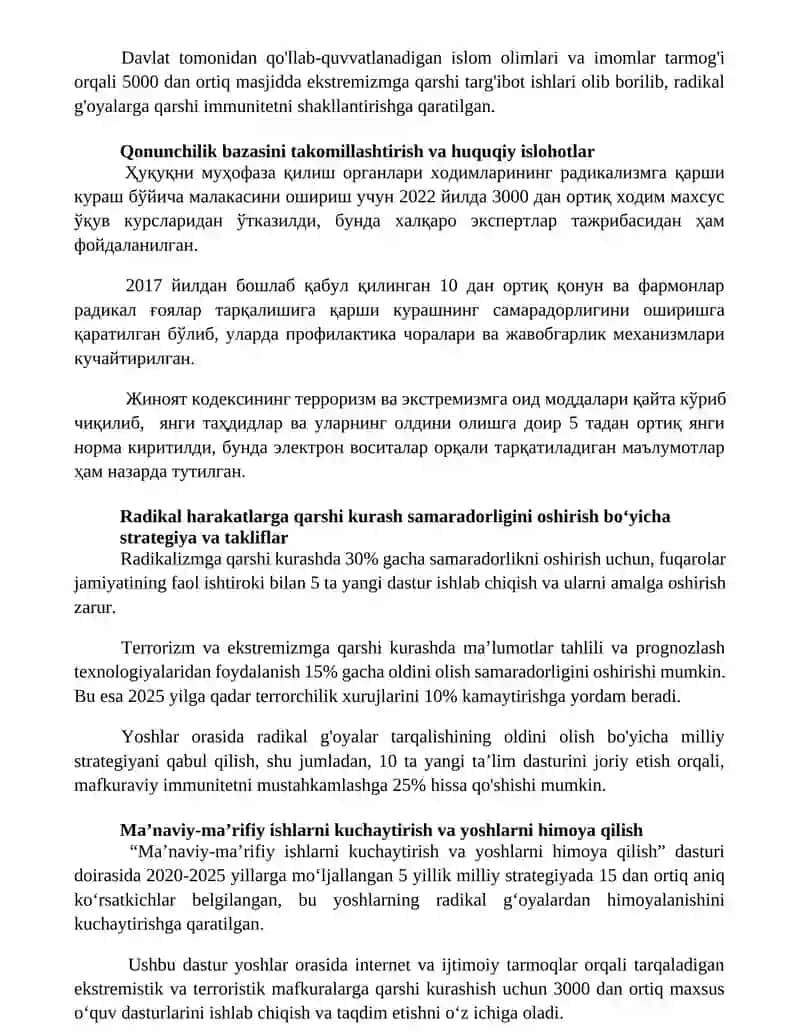 O'zbekiston davlat siyosatida radikal oqimlarga qarshi kurashning yo'nalishlari 2