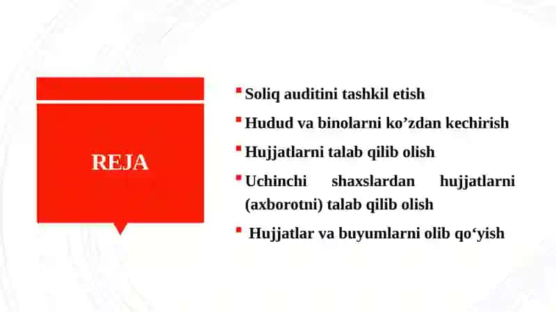 SOLIQ TEKSHIRUVLARINI O’TKAZISH TARTIBI 2