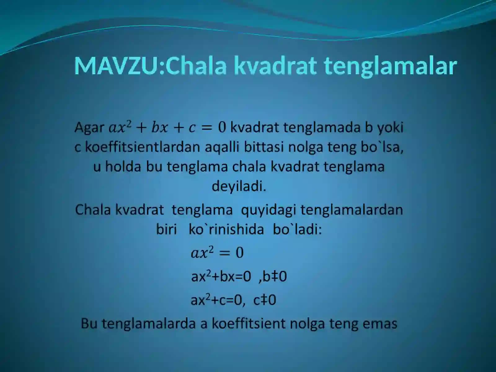 Chalak kvadrat tenglamalar 2