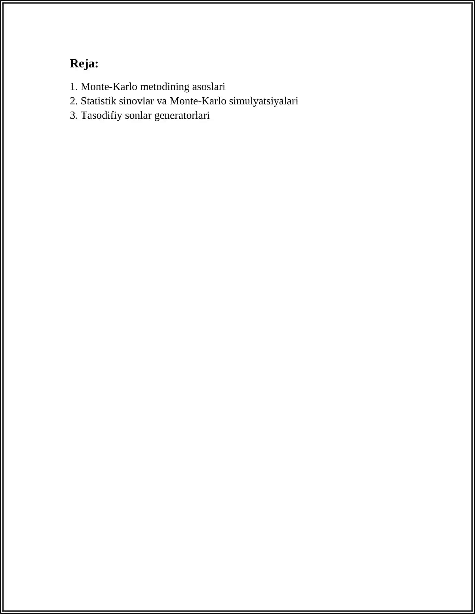 STATISTIK SINOV METODI (MONTE-KARLO METODI) 2