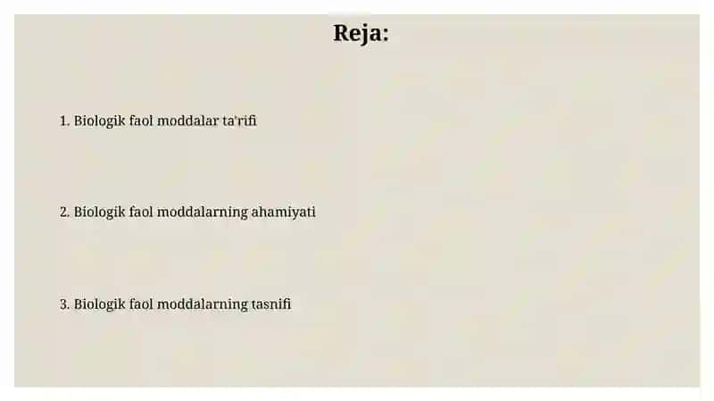 Biologik faol moddalar ta'rifi 2