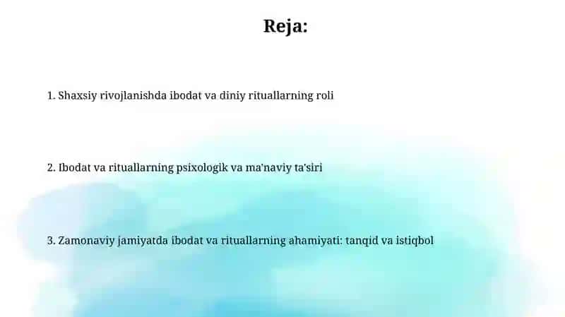 Ibodat va diniy marosimlarning shaxskamolotidagiroli 2