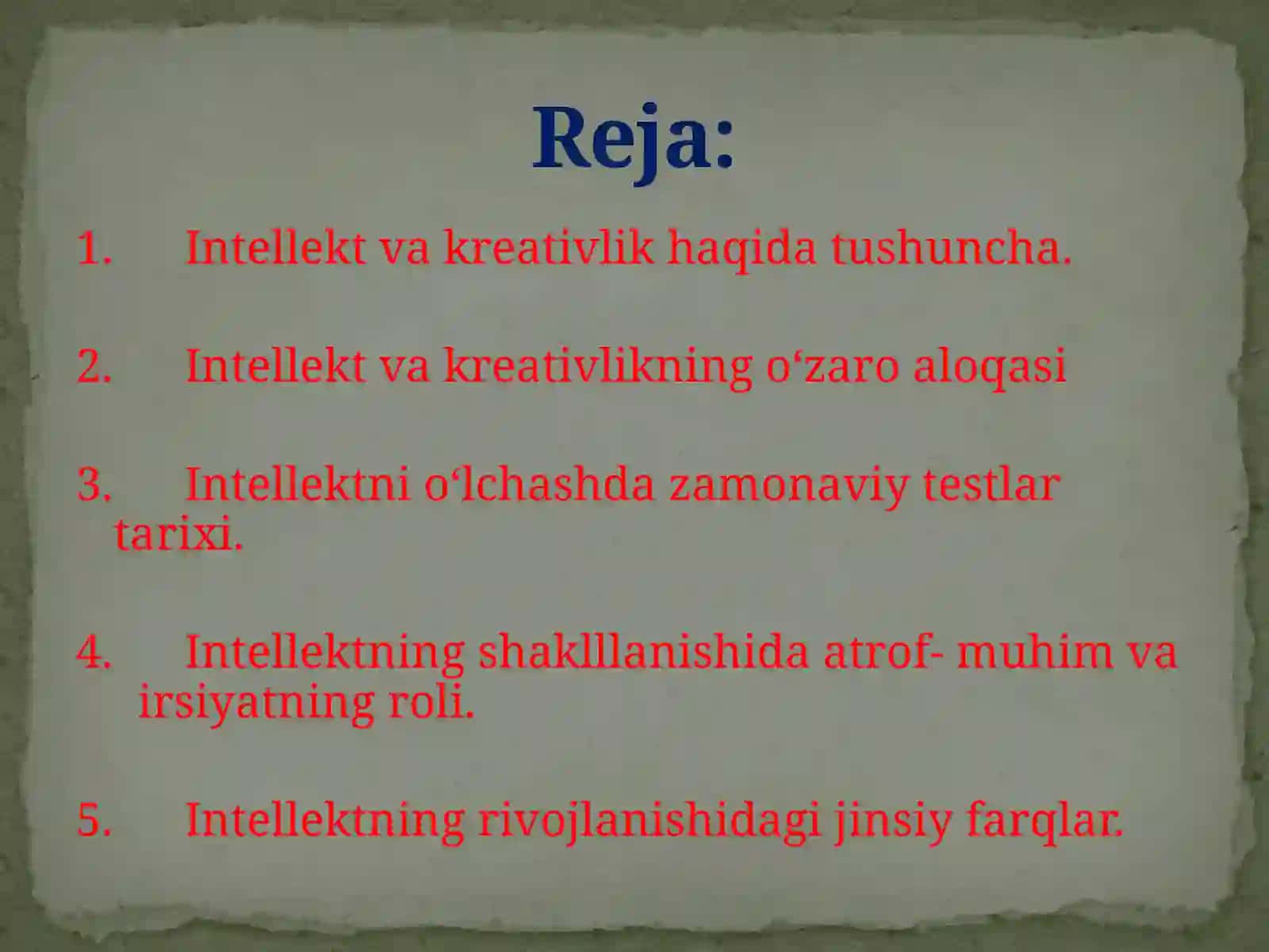 INTELLEKT VA KREATIVLIK NAZARIYASI 2