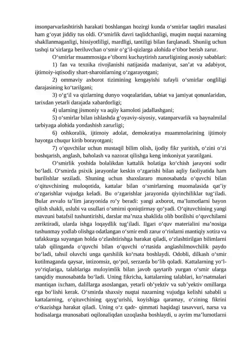 O‘smirlik davridagi psixik rivojlanish xususiyatlari 2