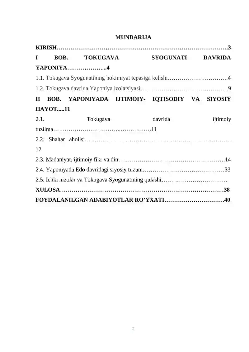 Syogunut davrida Yaponiyaning ijtimoiy-iqtisodiy va siyosiy rivojlanishi 2