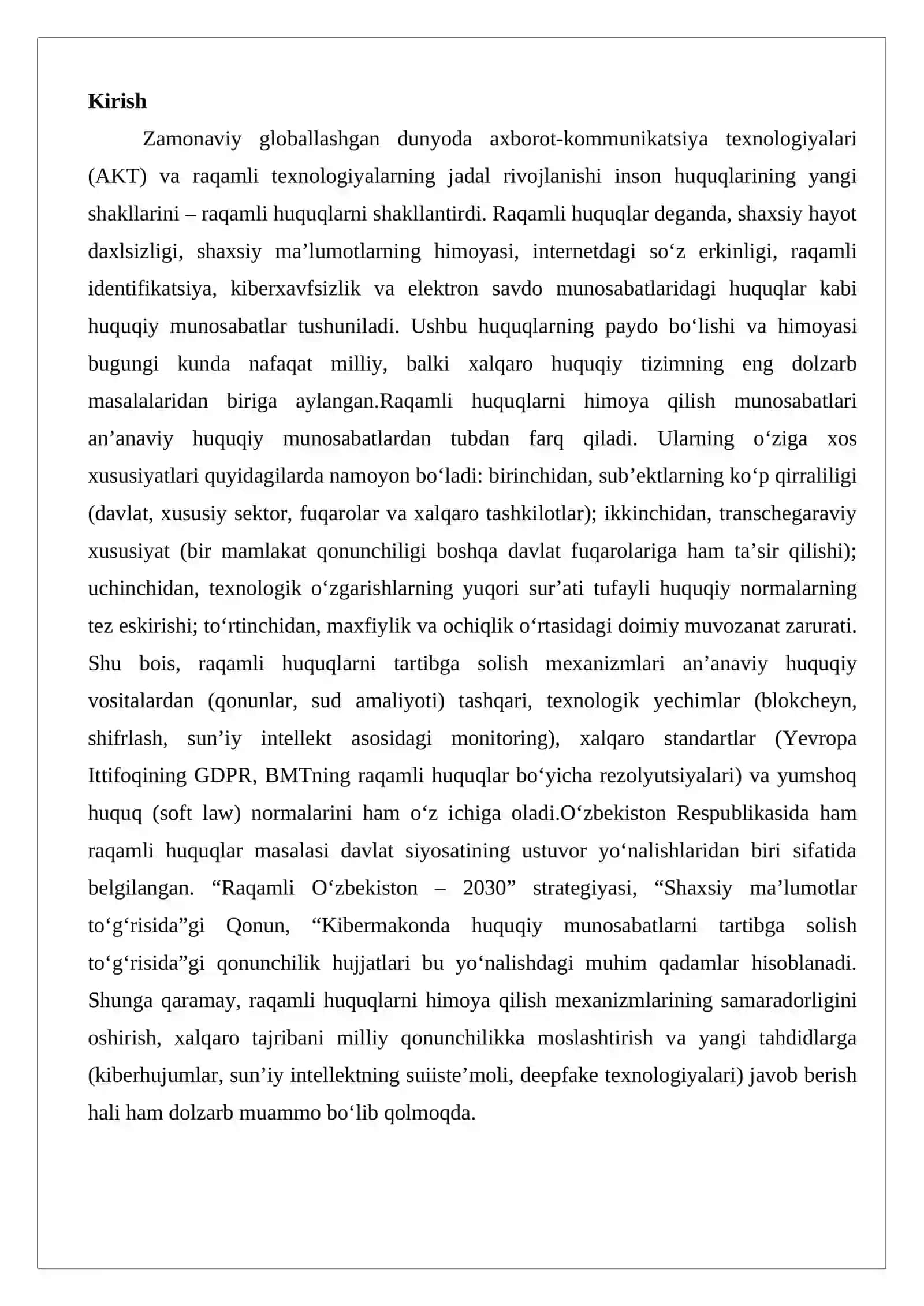Raqamli huquqlarni himoya qilish munosabatlari va ularni tartibga solishning o‘ziga xos xususiyatlari 2
