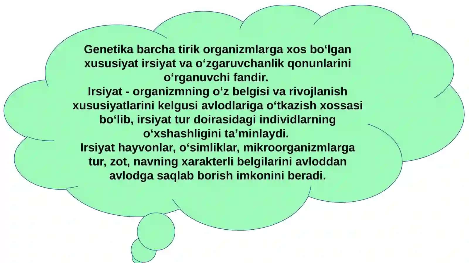 10-sinf Biologiya fanidan Irsiyat qonuniyatlari dars taqdimoti 2
