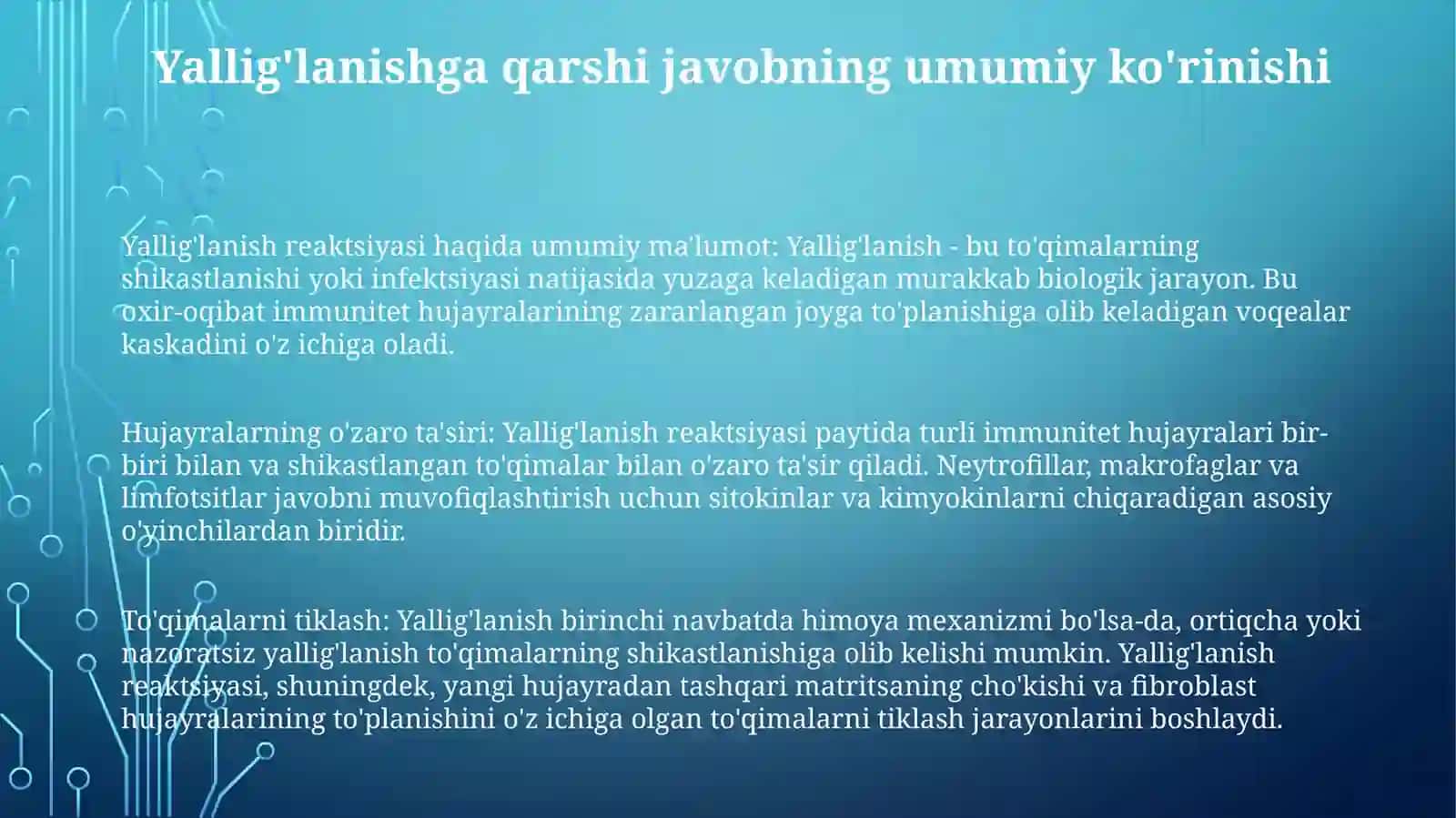 Yallig Lanish Reaktsiyasi Vagtida Hujayralarning O'ZaroTa'Siri 2