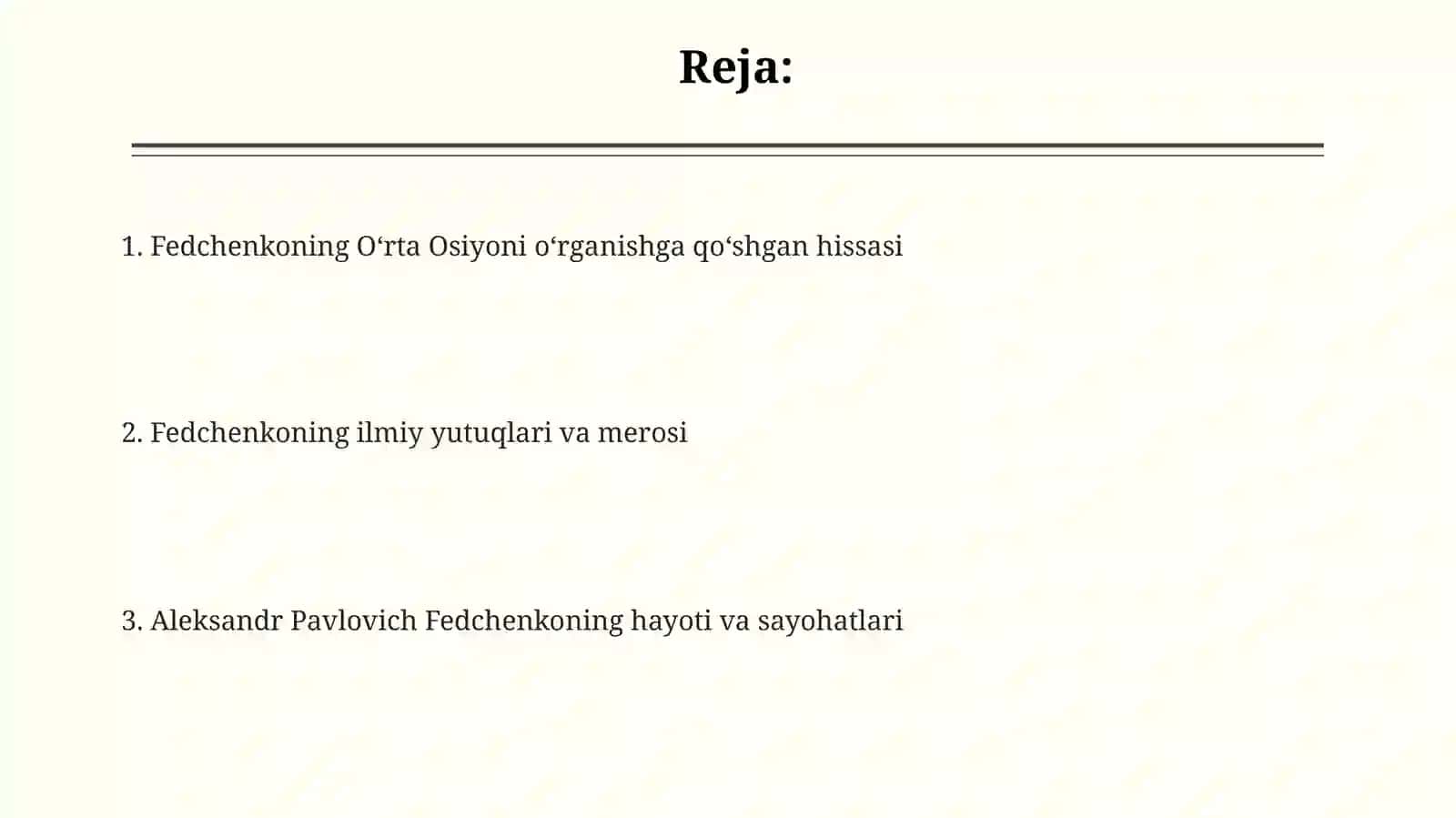 Fedchenkoning Oʻrta Osiyoni oʻrganishga qoʻshgan hissasi 2