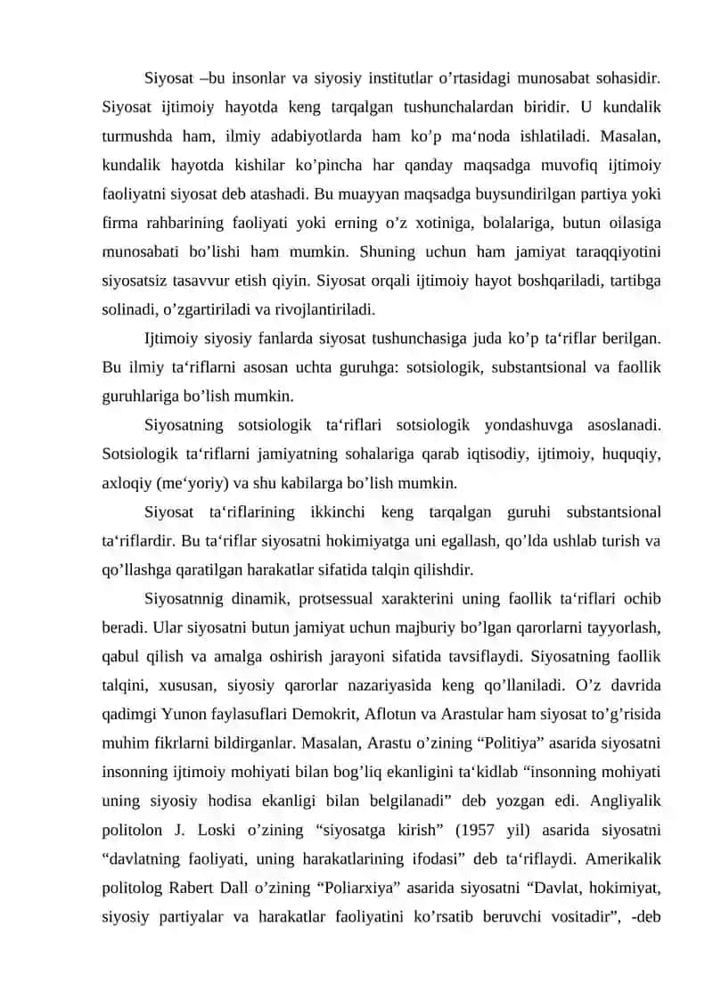 Siyosat olami va jamiyatning siyosiy tizimi 2