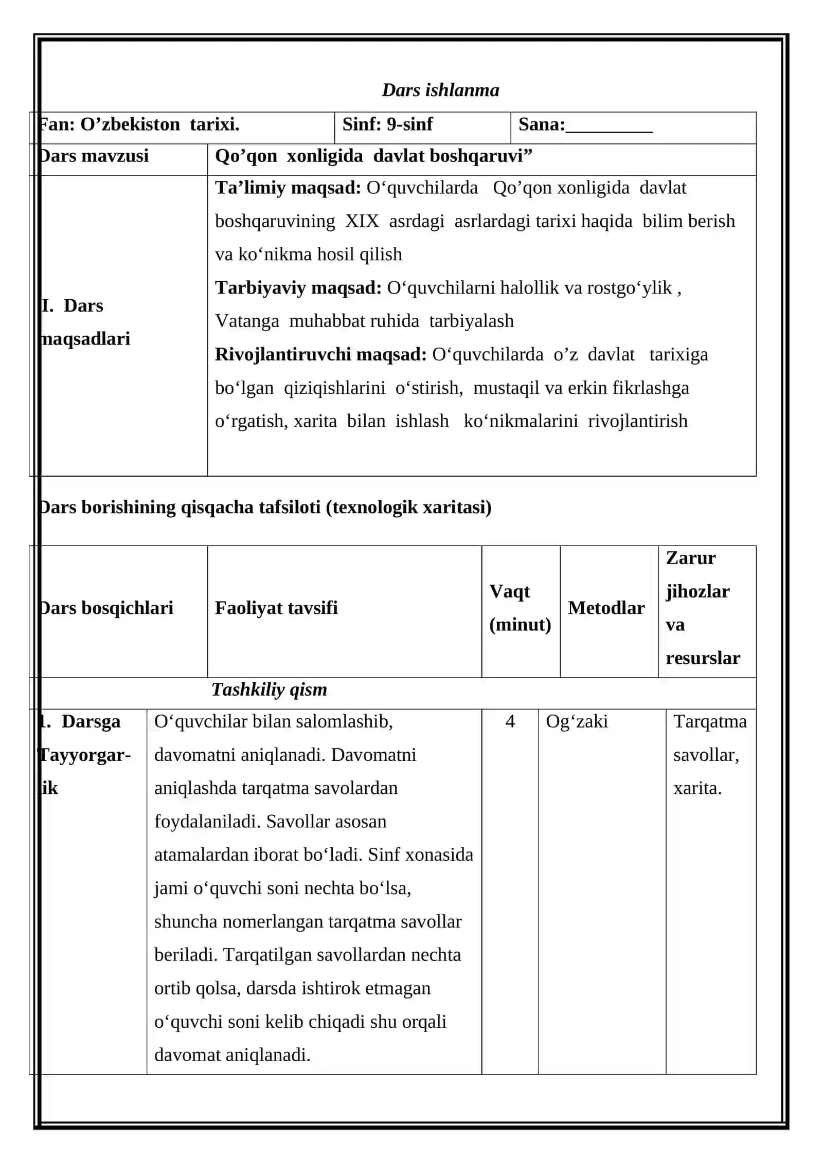 Qo’qon xonligida  davlat boshqaruvi (Mikrodars ishlanma) 2