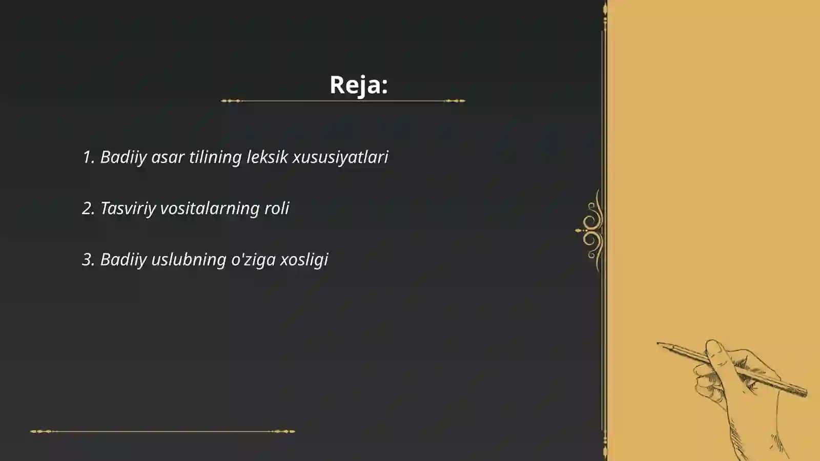 Badiiy asar tilining o'ziga xos xususiyatlari 2