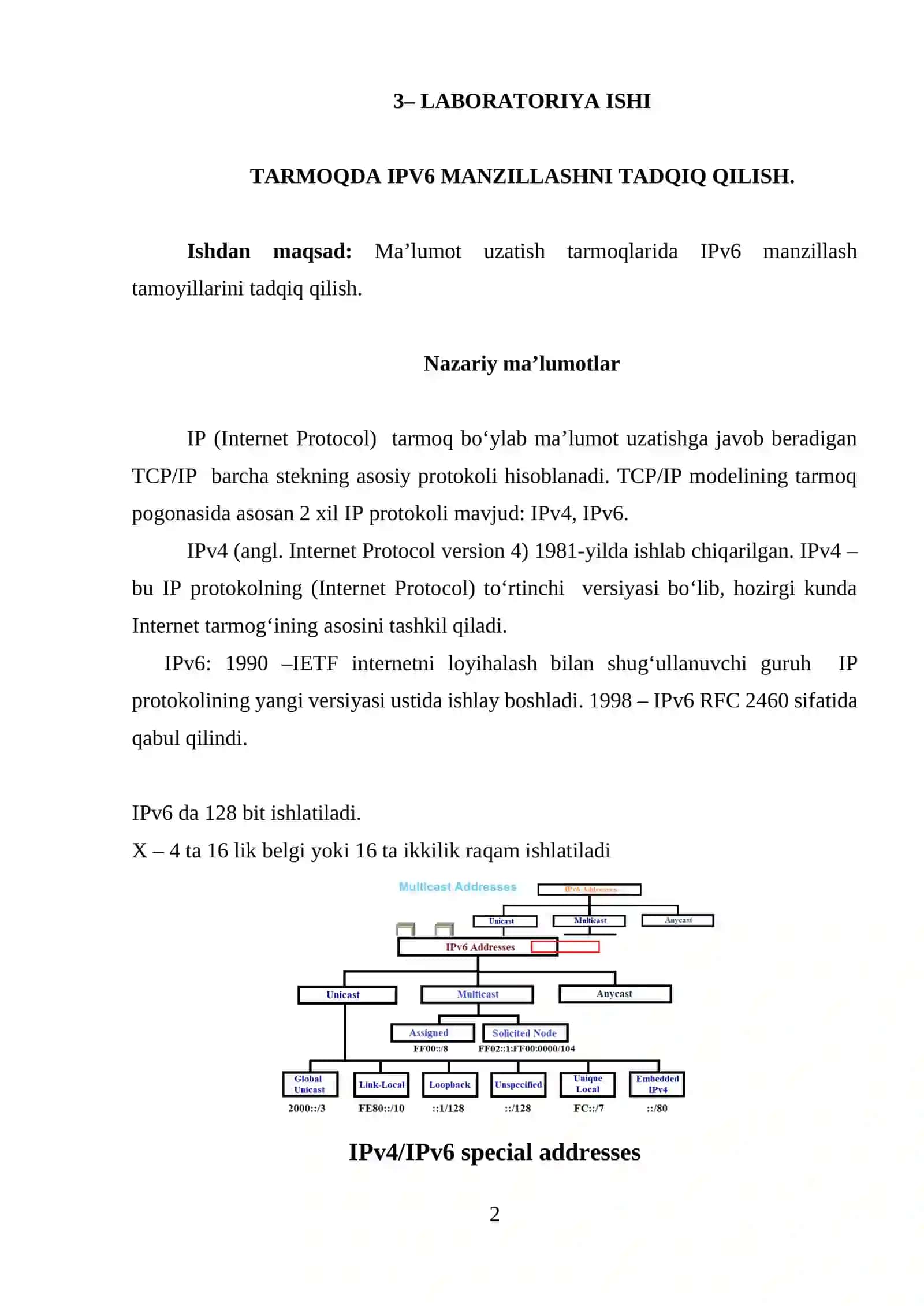 TARMOQDA IPV6 MANZILLASHNI TADQIQ QILISH 2